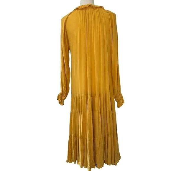 Anthropologie En Elly oversized Tiered Yellow Maxi Dress in extra small - Picture 3 of 14
